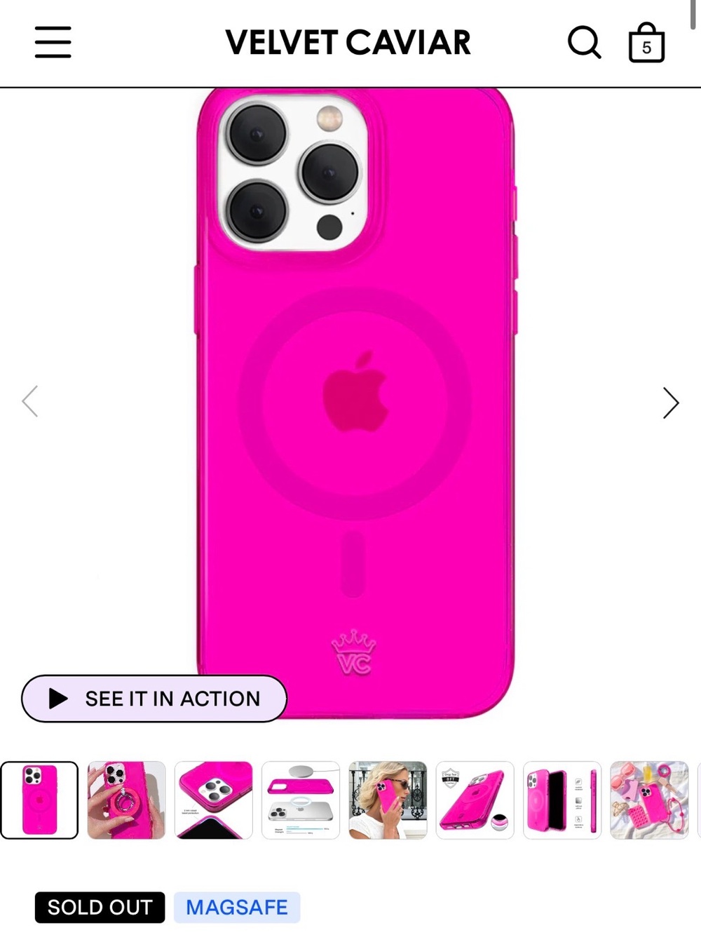 iPhone 15 Pro Max Case VELVET CAVIAR Neon Pink Purple